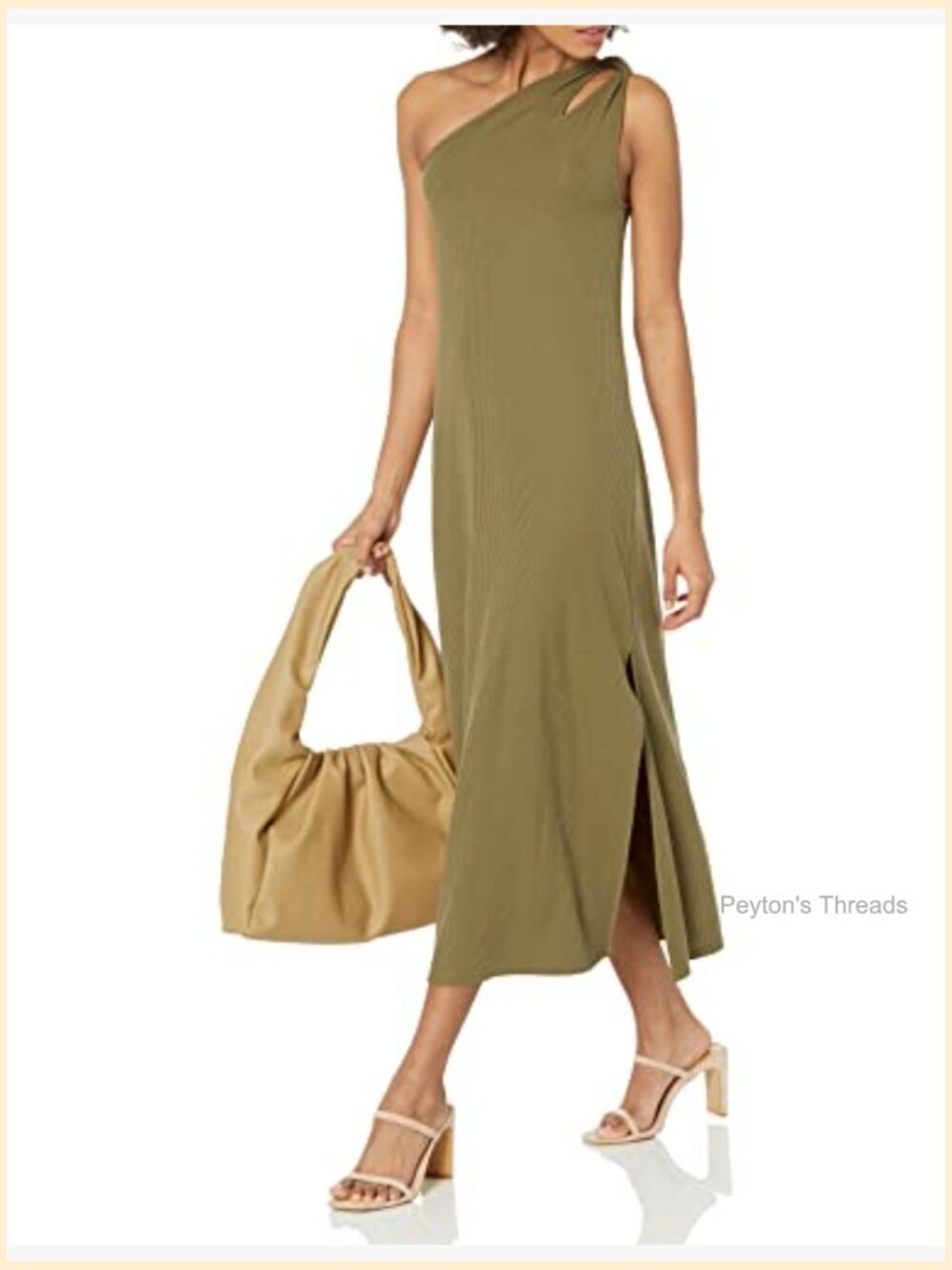 Loose-fit One-Shoulder Cutout Rib Knit Maxi Dress - Picture 3 of 6
